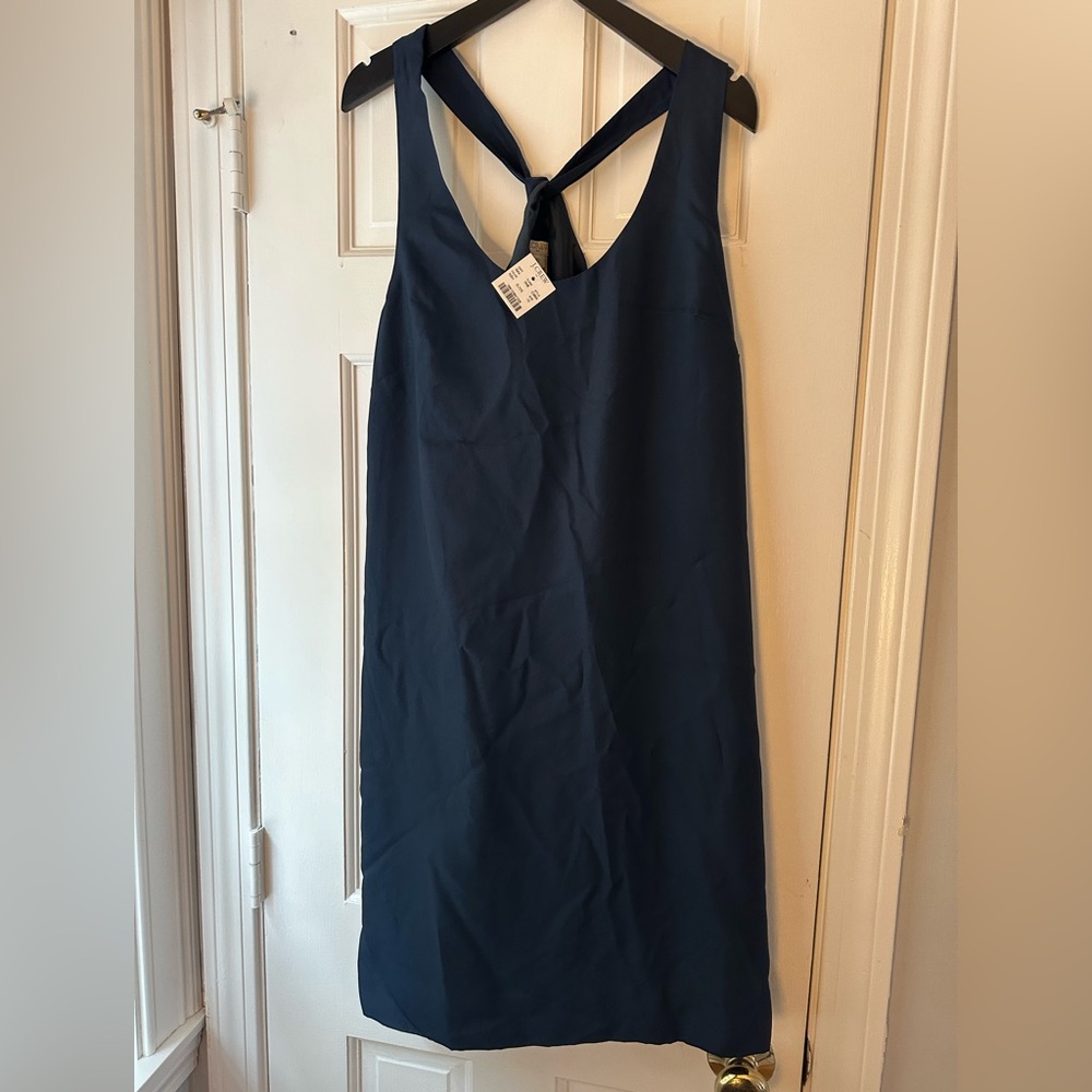 J. Crew Factory Navy Blue Twisted Back Tank Sleeveless Dress. Large. NWT. C3854.